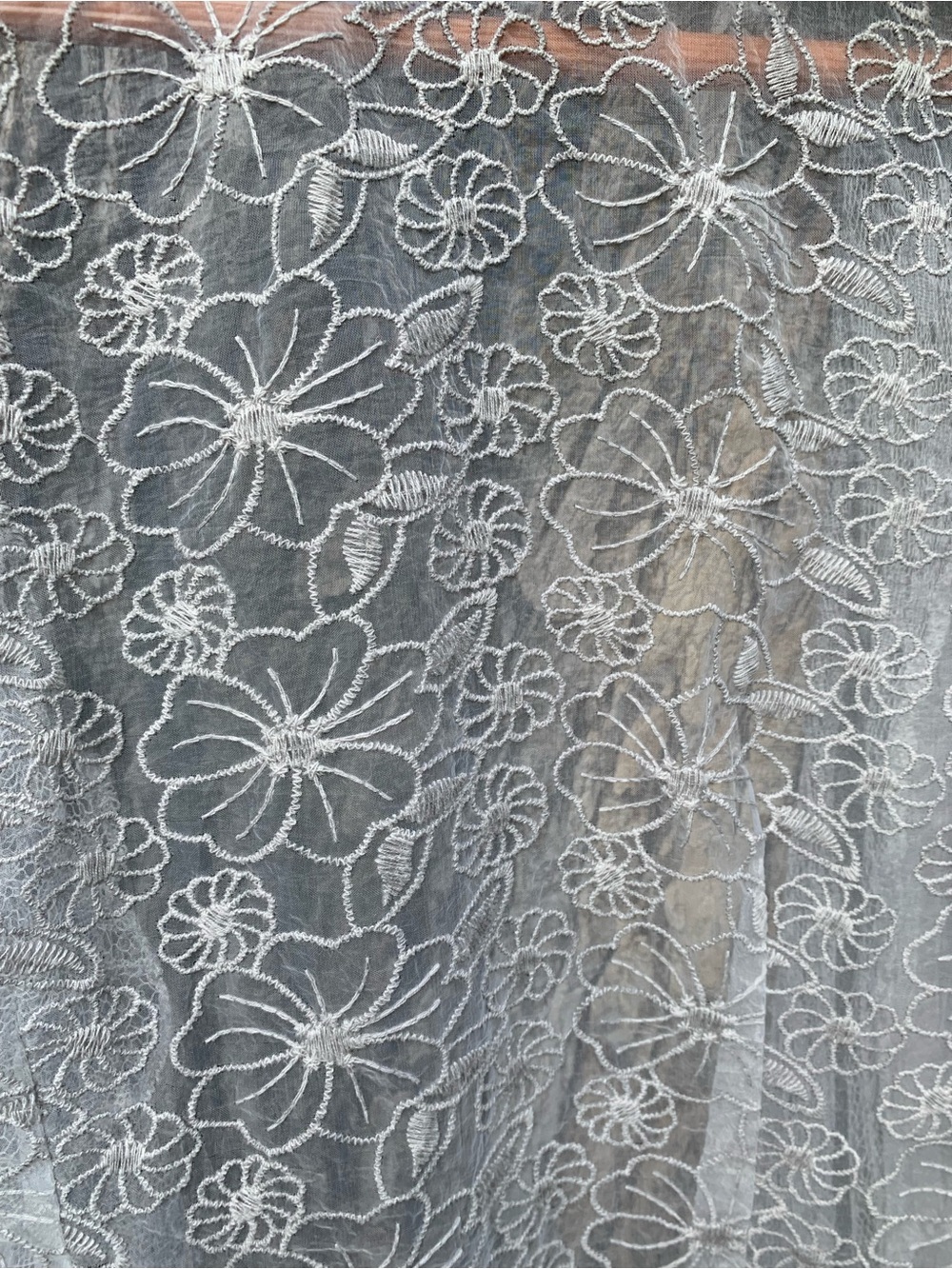 Light Gray Lace Panel Long Women's Robe - Picture 5 of 11